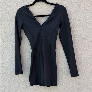 Kittenish Black Long Sleeve Romper